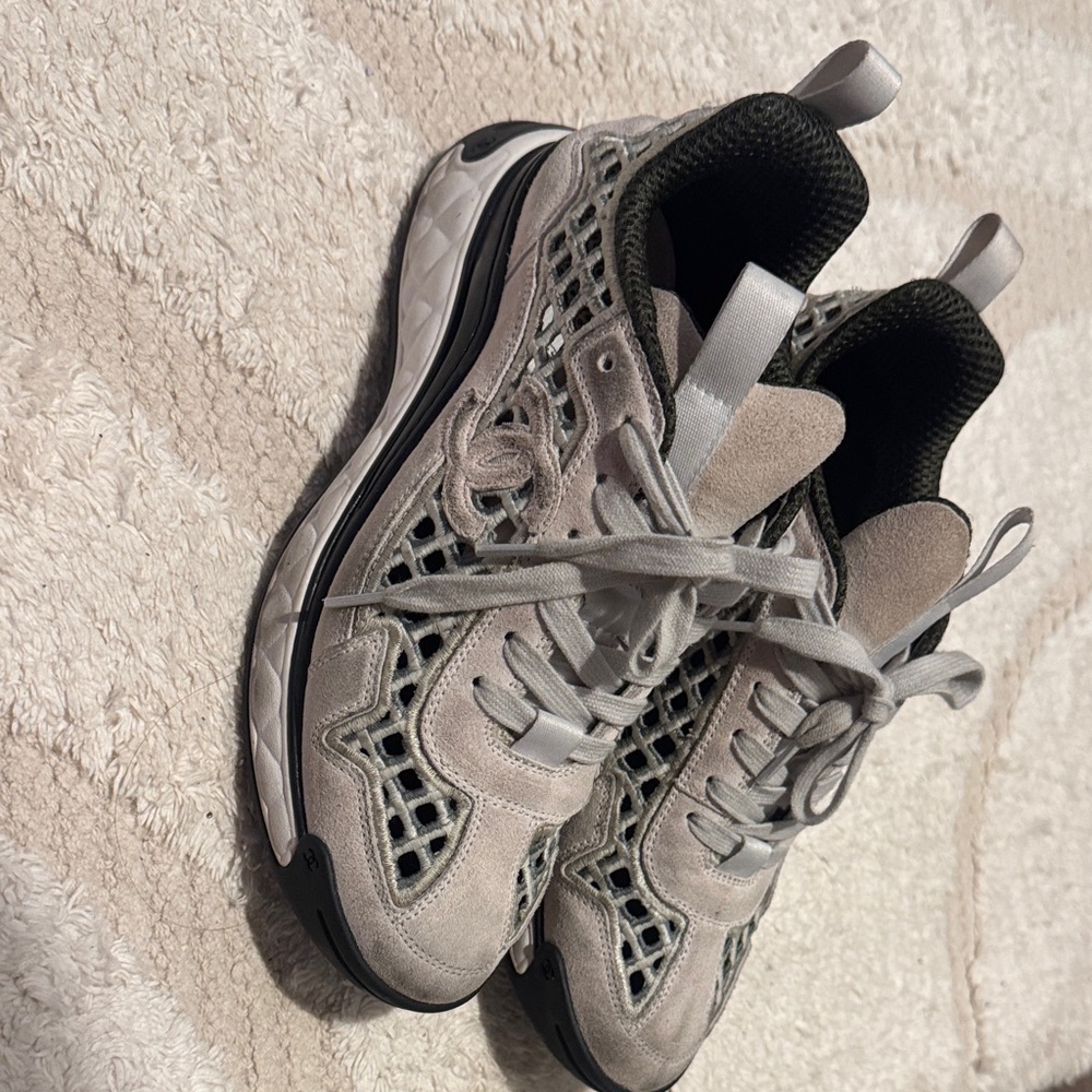 CHANEL Gray and Black Women's Sneakers